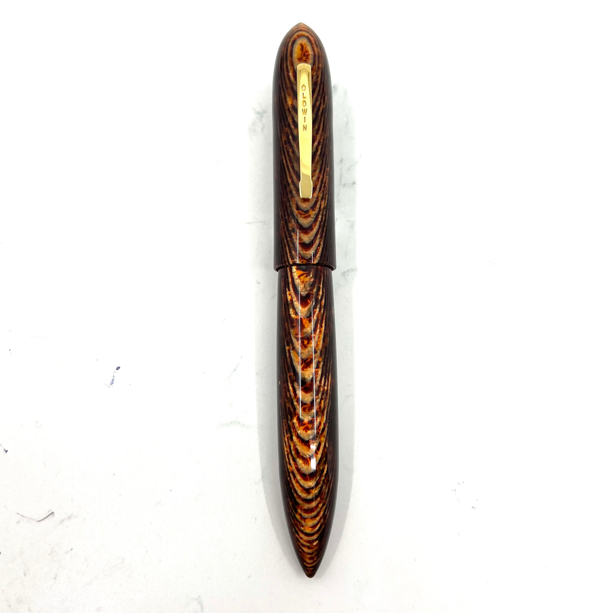 Oldwin Paris Torpedo Bronze Arco Spina (Fish Bone) Pattern Celluloid Ltd Ed  Fountain Pen - RARE!