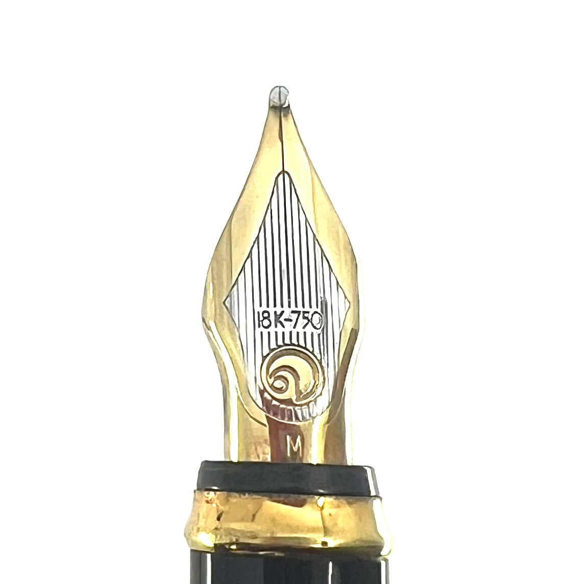 Elysee Parthenon Fountain Pen with Gold-Plated  Vertically Etched Body  - Medium 18kt Gold Nib
