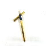 Elysee Parthenon Fountain Pen with Gold-Plated  Vertically Etched Body  - Medium 18kt Gold Nib