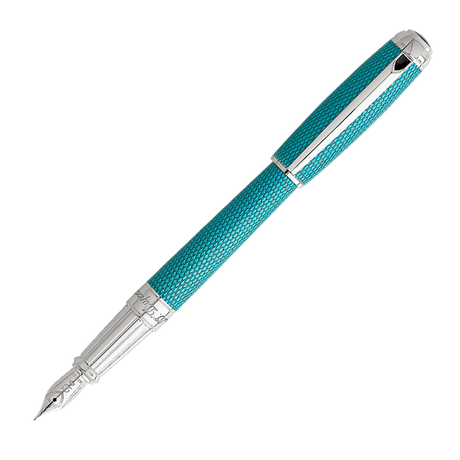S.T. Dupont Line D Diamond Guilloche Aquamarine - Fountain Pen