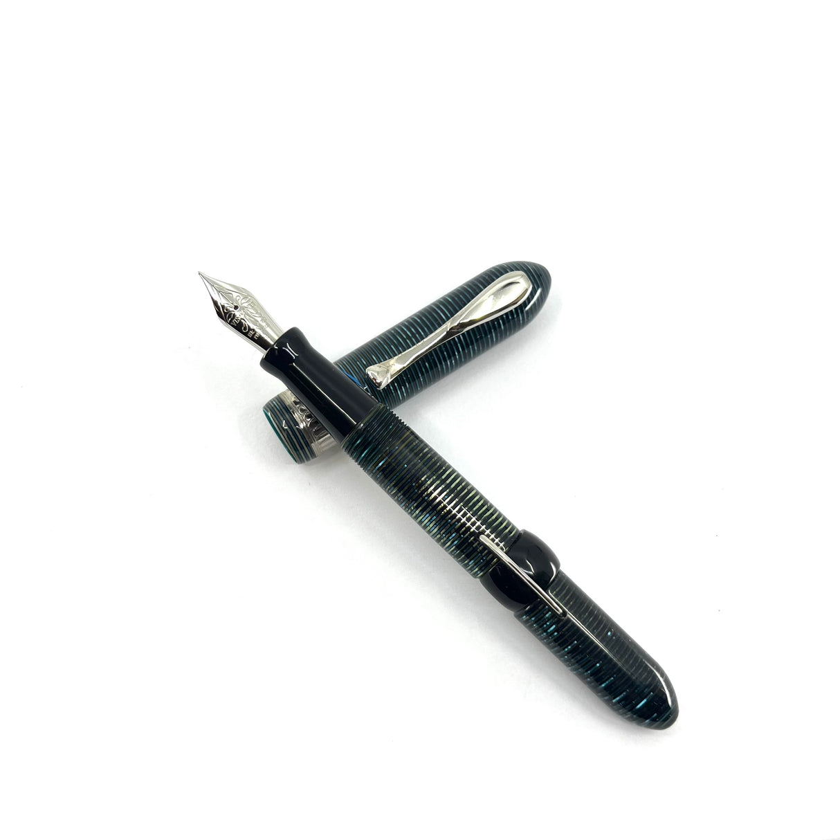 Visconti Copernicus Layered Blue Celluloid Fountain Pen - Fine 18kt Gold Nib