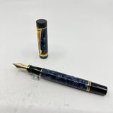 Parker Centennial (Largest Size) Duofold Blue Marble Fountain Pen - Early #31 Fine 14kt Gold Nib