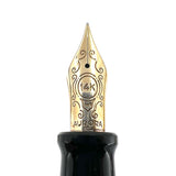 Aurora Optima Full Sterling Silver Barleycorn Fountain Pen - Fine 14kt Gold Nib