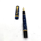 Parker Centennial (Largest Size) Duofold Blue Marble Fountain Pen - Early #31 Fine 14kt Gold Nib