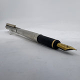 Montblanc Noblesse Silver-Plated Etched Vertical Lines Fountain Pen  - Fine 18kt Gold Nib