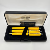 Aurora Ipsilon Resin Yellow Pen Set  - Fountain Pen Rollerball and Ballpoint