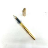 Elysee Parthenon Fountain Pen with Gold-Plated  Vertically Etched Body  - Medium 18kt Gold Nib