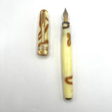 Taccia Staccato Honey Swirl Oversized Fountain Pen - Broad Gold-Plated Nib