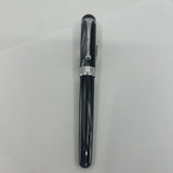 Aurora Alpha Tuscan Night Lustrous Marbled Charcoal Fountain Pen - Medium 14kt Gold Nib