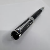 Aurora Alpha Tuscan Night Lustrous Marbled Charcoal Fountain Pen - Medium 14kt Gold Nib