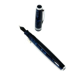 Taccia Staccato Lunar Blue Oversized Fountain Pen - Fine Stainless Steel Nib