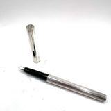 S.T. Dupont Sterling Silver- Smooth Cap/Fluted Barrel Fountain Pen - Fine 18kt Gold Nib