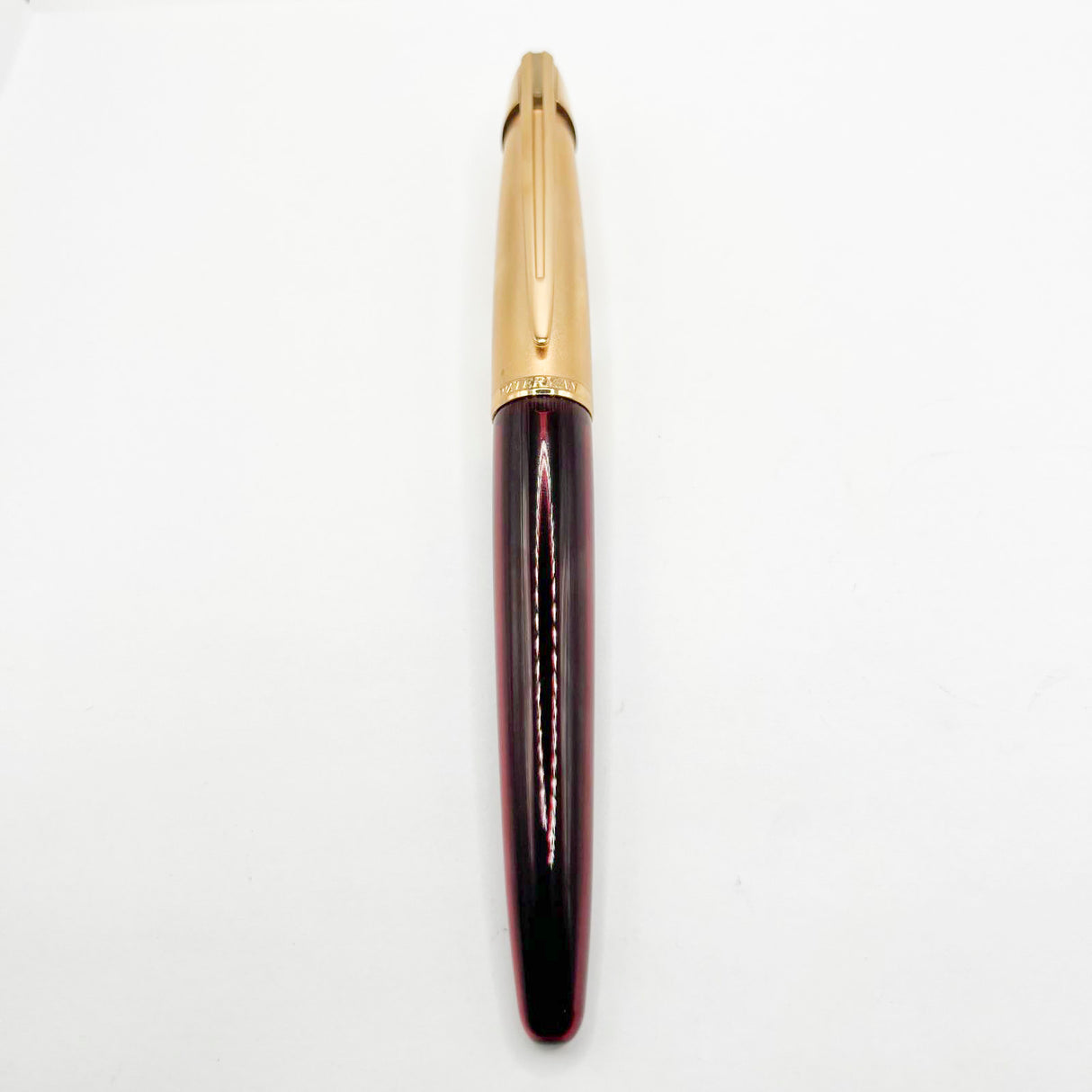 Waterman Edson Ruby Red Translucent Fountain Pen - Medium 18kt Gold Nib - Scarce in Red!