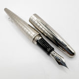 Dunhill AD2000 Brushed Stainless Steel Cross Hatch Design  Fountain Pen -  Medium 18kt Gold Nib (Leans to Fine)