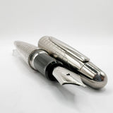 Dunhill AD2000 Brushed Stainless Steel Cross Hatch Design  Fountain Pen -  Medium 18kt Gold Nib (Leans to Fine)