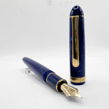 Platinum #3776 Celluloid Marbled Midnight Blue Ocean Fountain Pen - Broad 18kt Gold Nib