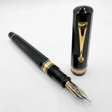 OMAS  Senior Paragon Extra - Large Facetted Black Fountain Pen - Semi-Flexible Medium 18kt Gold Nib