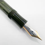 Delta Special Edition Astra Green/Black Ripple Ebonite Fountain Pen (1995) - Flexible Fine 18kt Gold Nib