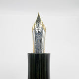 Delta Special Edition Astra Green/Black Ripple Ebonite Fountain Pen (1995) - Flexible Fine 18kt Gold Nib