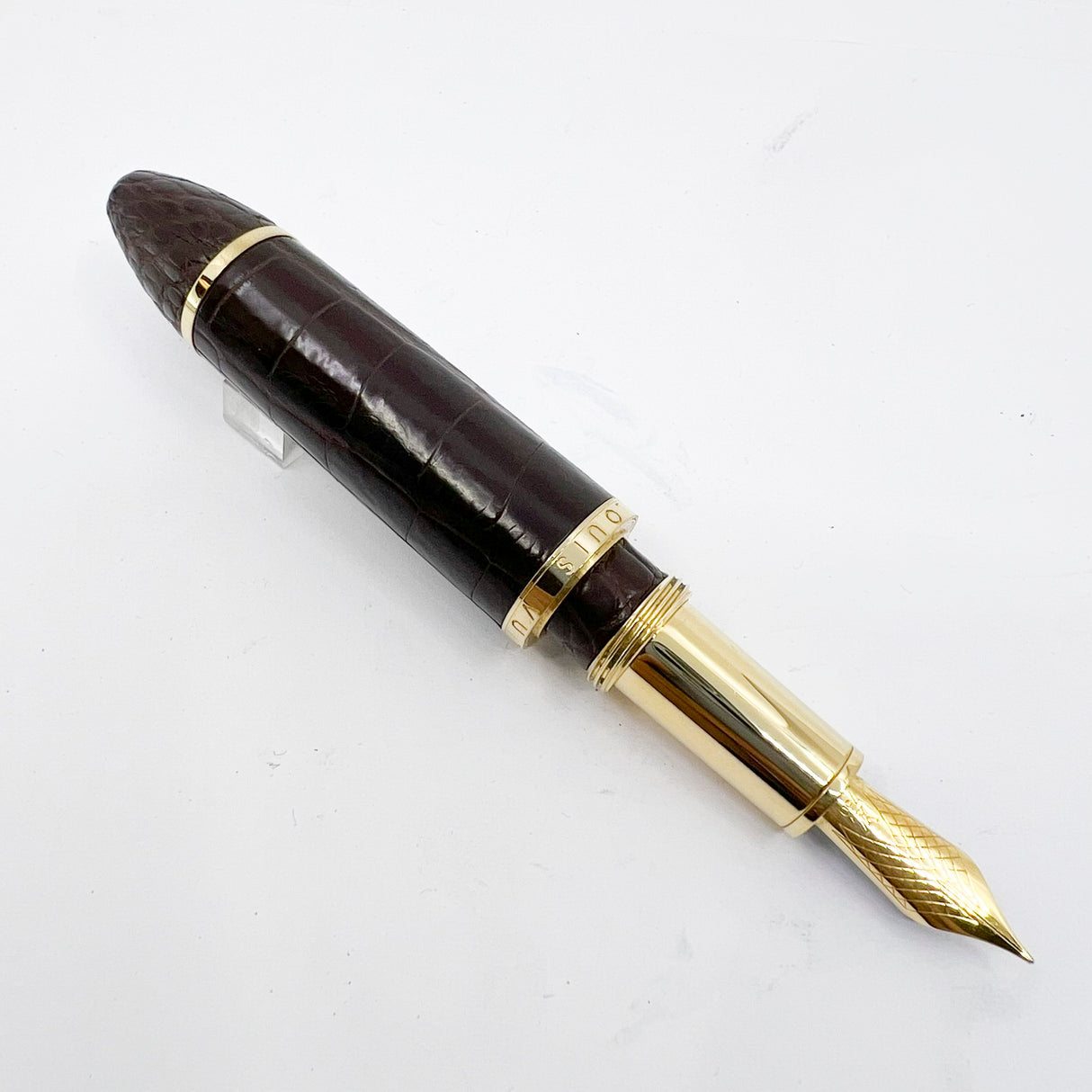 Louis Vuitton Brown Alligator Leather Cargo Fountain Pen - Medium 18kt Gold Nib - RARE!
