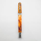 Visconti Opera Fountain Pen with Burgundy Streaking on Amber Backdrop - Medium 14kt Gold Nib
