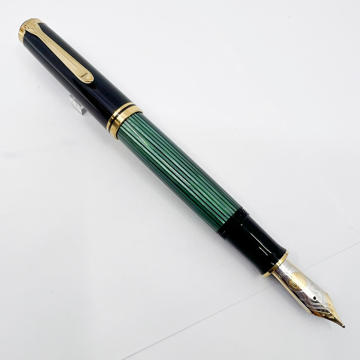 Pelikan Souveran Black/Green Striped M1000 Fountain Pen -  Flexible Medium 18kt Gold Nib