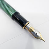 Pelikan Souveran Black/Green Striped M1000 Fountain Pen -  Flexible Medium 18kt Gold Nib