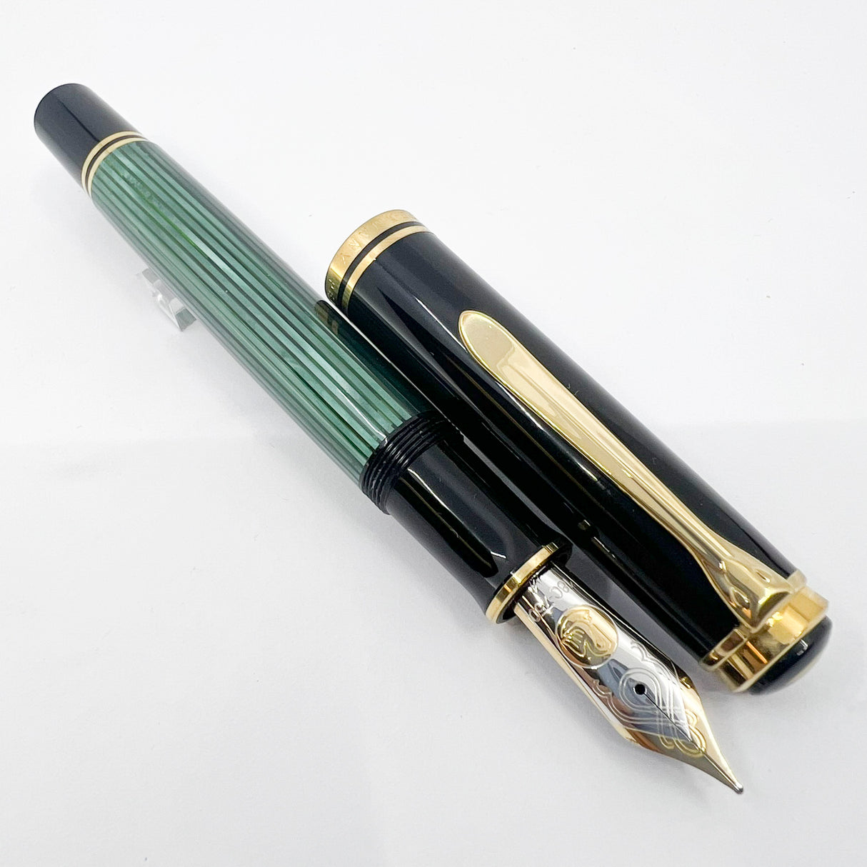 Pelikan Souveran Black/Green Striped M1000 Fountain Pen -  Flexible Medium 18kt Gold Nib