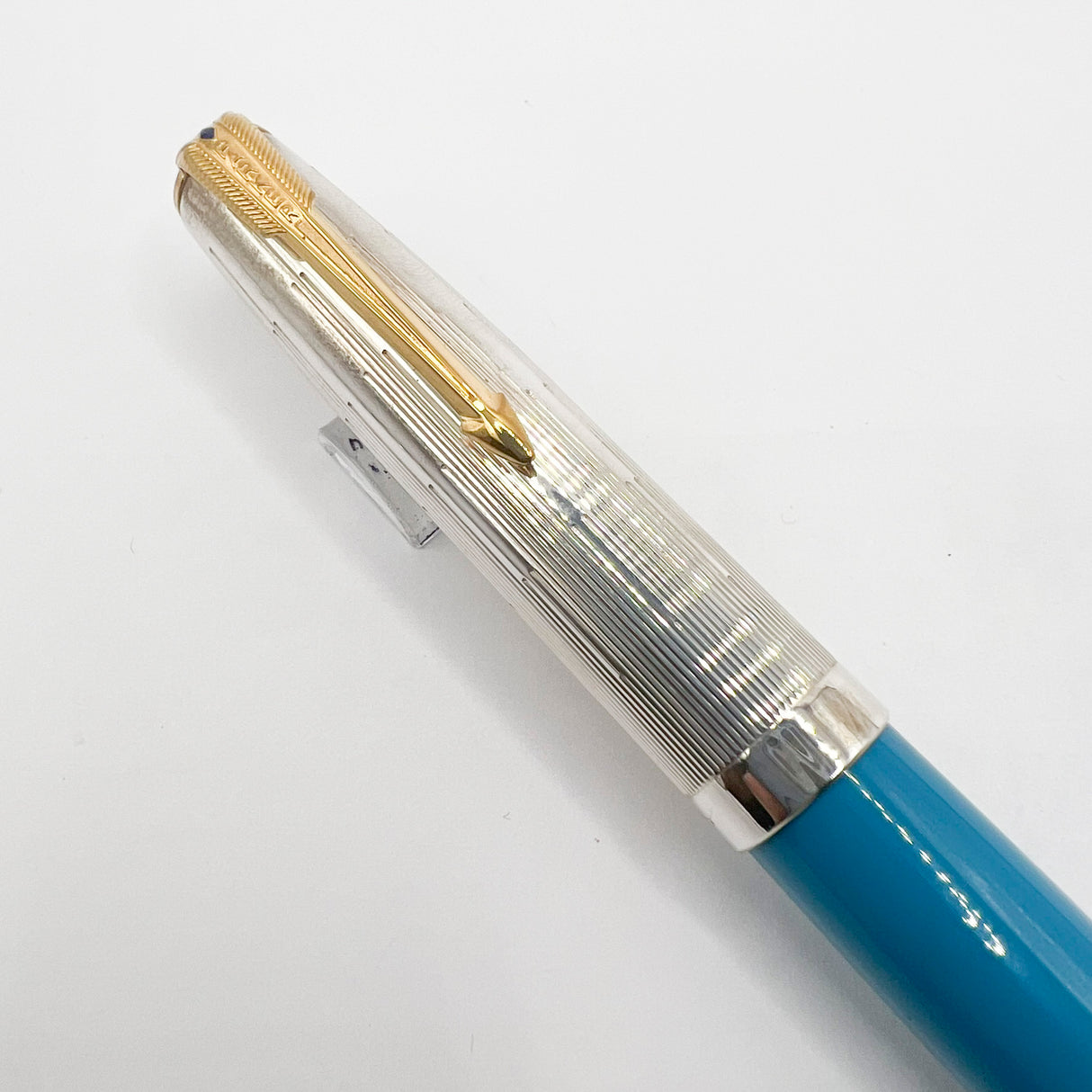 Parker 51 Special Edition Sterling Silver & Vista Blue Fountain Pen - Fine 18kt Gold  Nib