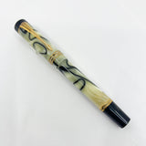 Parker Norman Rockwell Duofold Centennial Limited Edition Unique Swirly  Black & Pearl Fountain Pen - Medium 18kt Gold Nib -  Trim Rings and the Cap Top Medallion are Solid 18k Gold!