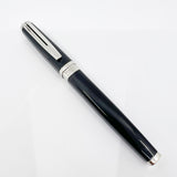 Waterman Oversized Exception Black Fountain Pen - 4-Sided Body  with 2 Sides of Charcoal Stripes -  Medium 18kt Gold Nib