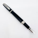 Waterman Oversized Exception Black Fountain Pen - 4-Sided Body  with 2 Sides of Charcoal Stripes -  Medium 18kt Gold Nib