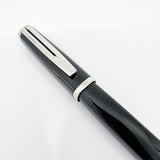 Waterman Oversized Exception Black Fountain Pen - 4-Sided Body  with 2 Sides of Charcoal Stripes -  Medium 18kt Gold Nib