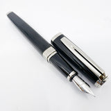 Waterman Oversized Exception Black Fountain Pen - 4-Sided Body  with 2 Sides of Charcoal Stripes -  Medium 18kt Gold Nib