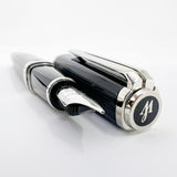 Waterman Oversized Exception Black Fountain Pen - 4-Sided Body  with 2 Sides of Charcoal Stripes -  Medium 18kt Gold Nib