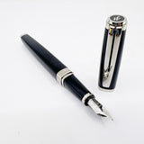 Waterman Oversized Exception Black Fountain Pen - 4-Sided Body  with 2 Sides of Charcoal Stripes -  Medium 18kt Gold Nib
