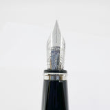 Waterman Oversized Exception Black Fountain Pen - 4-Sided Body  with 2 Sides of Charcoal Stripes -  Medium 18kt Gold Nib