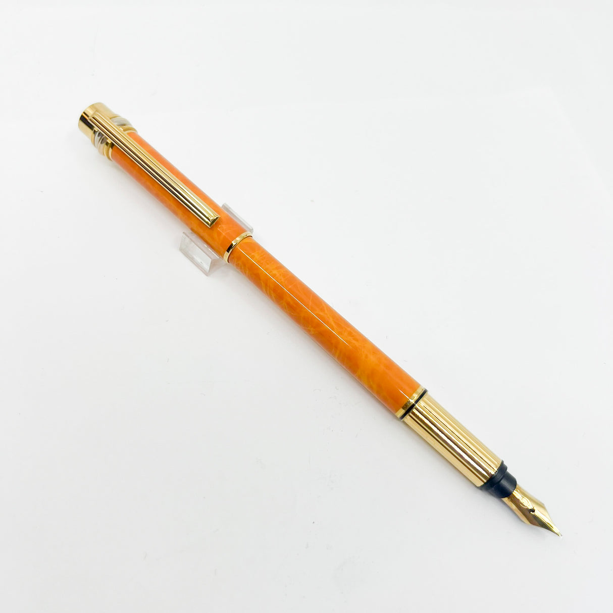 Cartier  Marbled Orange Must de Cartier Fountain Pen - Fine 18kt Gold Nib - RARE & SOUGHT AFTER!