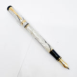 Parker Duofold International  Lustrous Pearl & Black Fountain Pen - Medium 18kt Gold Nib