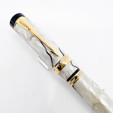 Parker Duofold International  Lustrous Pearl & Black Fountain Pen - Medium 18kt Gold Nib