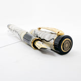 Parker Duofold International  Lustrous Pearl & Black Fountain Pen - Medium 18kt Gold Nib