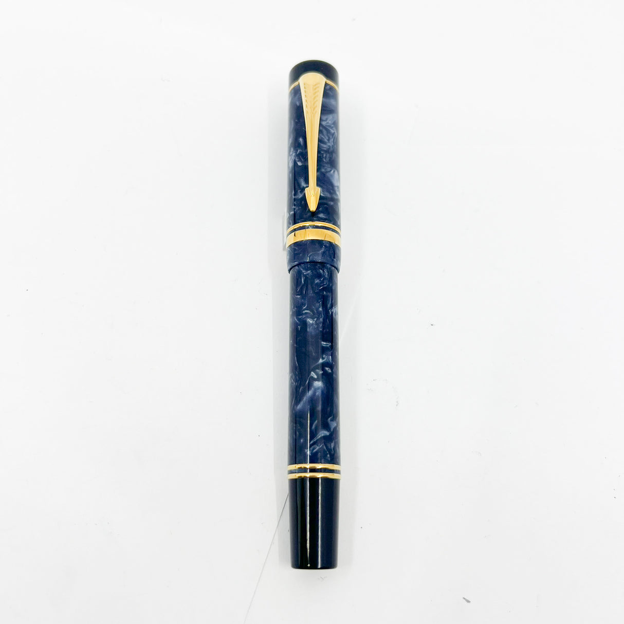 Parker Centennial (Largest Size) Duofold Blue Marble Fountain Pen - Extra Fine 18kt Gold Nib - Circa 1991
