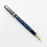 Parker Centennial (Largest Size) Duofold Blue Marble Fountain Pen - Extra Fine 18kt Gold Nib - Circa 1991