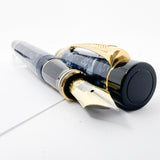 Parker Centennial (Largest Size) Duofold Blue Marble Fountain Pen - Extra Fine 18kt Gold Nib - Circa 1991