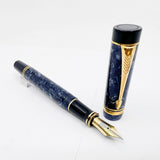 Parker Centennial (Largest Size) Duofold Blue Marble Fountain Pen - Extra Fine 18kt Gold Nib - Circa 1991