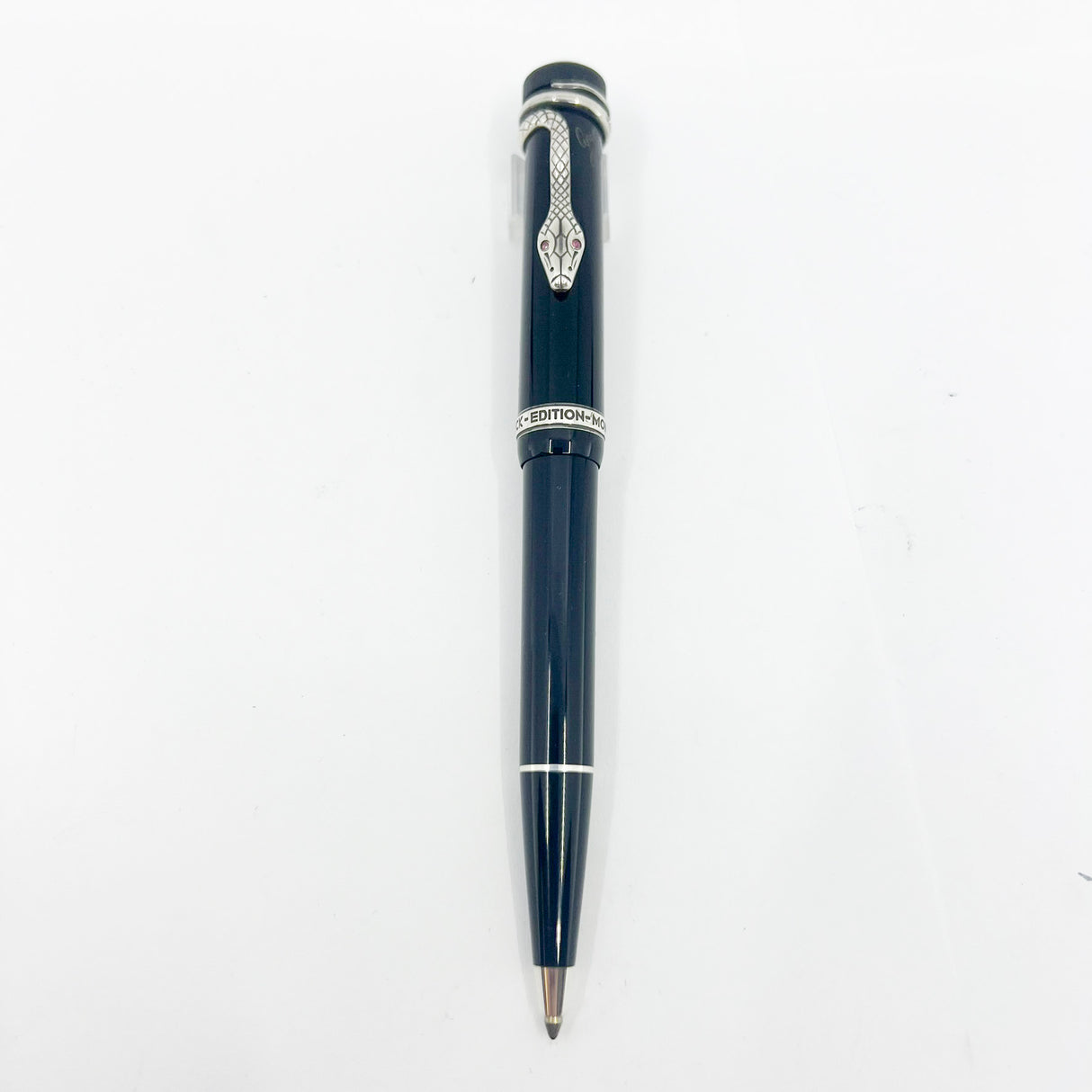 Montblanc Agatha Christie Writer Series Limited Edition Ballpoint Pen - Sterling Silver Snake Clip with Ruby Eyes