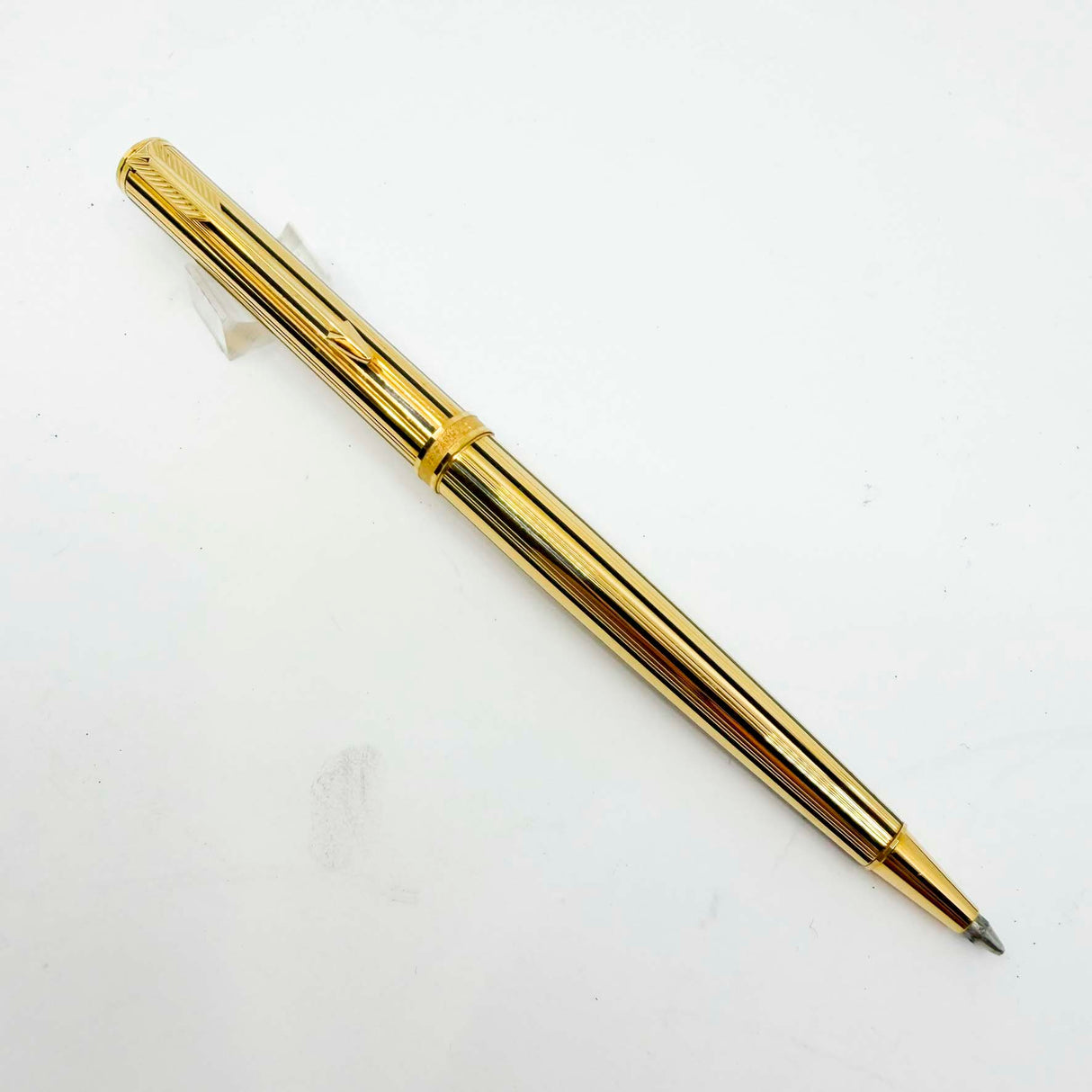 Parker Premier "Athenes" Gold-Plated/Black Lacquered Lines Ballpoint  Pen - Circa 1980's