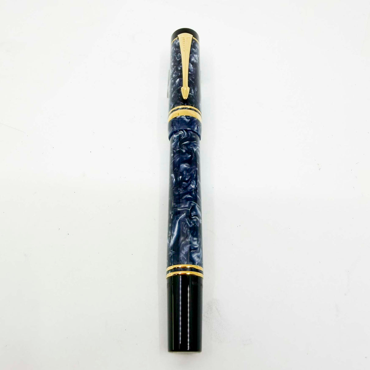 Parker International Duofold Blue Marble Fountain Pen - Fine 18kt Gold Nib