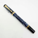 Parker International Duofold Blue Marble Fountain Pen - Fine 18kt Gold Nib