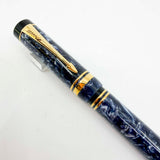 Parker International Duofold Blue Marble Fountain Pen - Fine 18kt Gold Nib